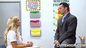 A beautiful young lady puts her teacher on the spot