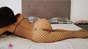 Tattoo teen in nylons feels sexual intercourse after work – orgasm on twat