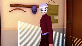 Rias Gremory and Akeno intensely ask something in HS DXD NTR madness with see-through outfits