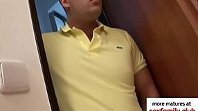 feeling shocked as he catches his friend's wife masturbating in doggystyle pose