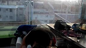 Latina big tits anal assfucking with monster cock on balcony