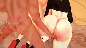 3D animated threesome with Flannery and Cynthia in a beach resort
