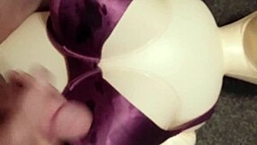 Dolly the Fuck Doll Gives Handjob Fun Leading to Cumshot on Bra