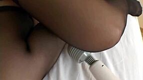 japanese milf in lingerie gets her hairy pussy toyed close up