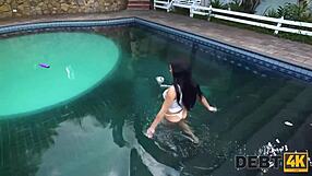 latina milf rides cowgirl in intense waterfuck debt scene