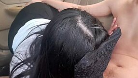 asian student cosplays in outdoor car blowjob for grade exchange