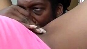 close up on ebony milf's hairy pussy getting sucked intensely