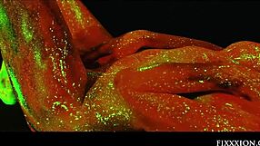 is that glow-in-the-dark dildo inside your shaved pussy?