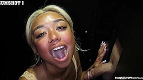 Gia Returns for Intense Gloryhole Blowjob and Cum Swallow