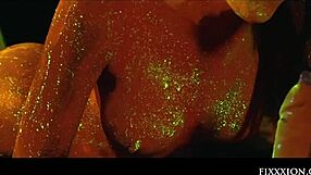 is that glow-in-the-dark dildo inside your shaved pussy?