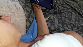 Girlfriend's Pussy Masturbated While She Watches Movie In Lesbian Illusion!