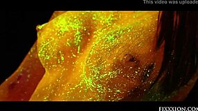 is that glow-in-the-dark dildo inside your shaved pussy?