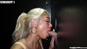 Gia Returns for Intense Gloryhole Blowjob and Cum Swallow