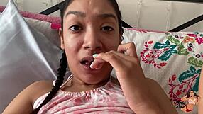 Watch Sarah Lace tease and finger her pretty Latina pussy solo.