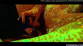 is that glow-in-the-dark dildo inside your shaved pussy?