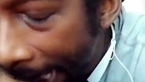 close up on ebony milf's hairy pussy getting sucked intensely