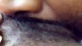 close up on ebony milf's hairy pussy getting sucked intensely
