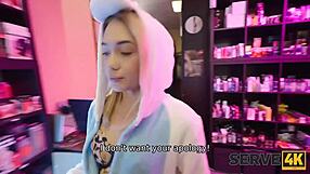 czech babe seduces angry customer in shop for pov sex