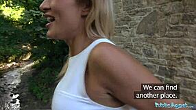 Public agent cherry kiss given an anal creampie in public!