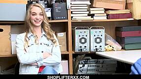 Young Blonde Shoplifter Bounces Off Her Shoplifting Twat