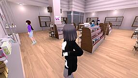 Sereka discreetly exposes herself in a naked coat during outdoor game, avoiding detection.