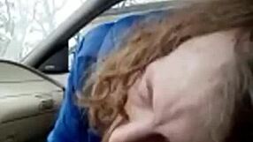 Slim bisexual slut performs blowjob on a friend in lustful car f*cking video