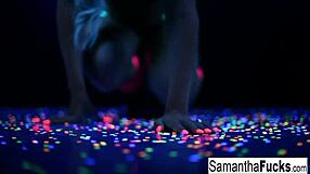 samantha saint's big tits and ass shine in black light masturbation