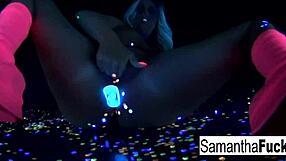samantha saint's big tits and ass shine in black light masturbation