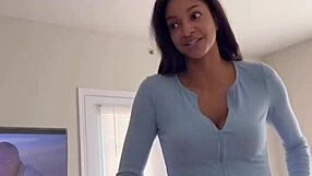 pov sexy ebony girl begs for cum on face