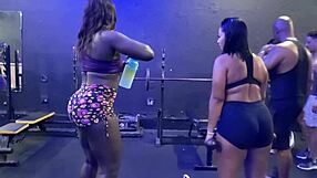 Brazilian friends train in gym, exploring bisexual lesbian fun with three guys and cum showers.