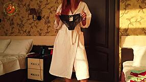 Redhead Foxy Tries On Panties For Holiday Romance