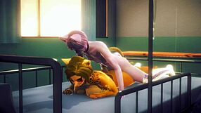 Mew the cat and Gepard and the sex scene in Japanese manga game