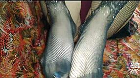 Imagine my sexy legs in heels jerking your cock with tattooed feet