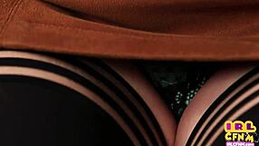 The looks-_-seductress clothes herself and rubs a man to ejaculate on her stockings