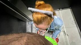 fucking naughty neighbor in elevator with throbbing cock in wet pussy 😈