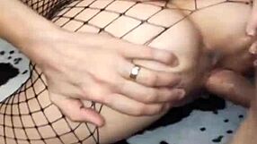 sexwife cheats with husband's friend in stockings anal