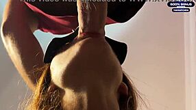 nice girl in sailor costume pleasures man with mouth and pussy