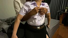 Chubby Thai Student Couple Show Off Intense Blowjob Action