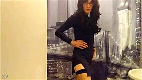 lady in black x looks stunning in crossdressing style