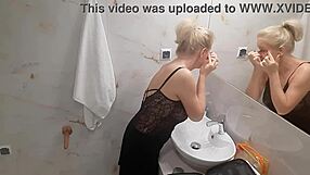 Jenny the blonde preps for a fun night club outing