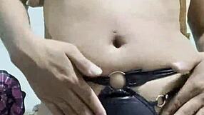 The TRAVESTI is MASTURBATING nicely at home.