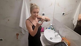 Jenny the blonde preps for a fun night club outing