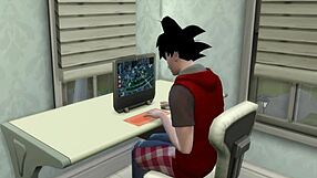 dragon ball hentai wife punishes son for anal fucking