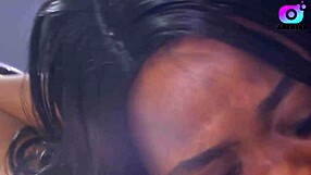 Black teen gives big cock blowjob and pussy licking.