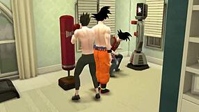 dragon ball hentai wife punishes son for anal fucking