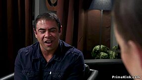 brunette boss dominates her assistant with otk spanking