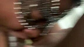 Ebony babe gives a nice dick sucking to her black lover.