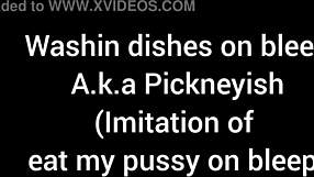 washin dishes on bleep imitation of eat my pussy on bleep with pussy parody fun.