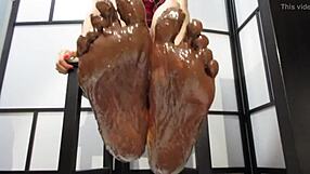 My feet look amazing covered in chocolate cream.