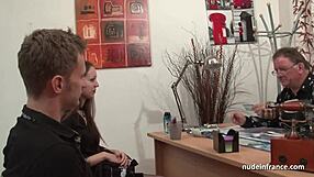 Skinny French Brunette in Stockings Nailed on Casting Couch!